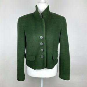 Express Tailleur Women's Size S Small Green Fleece 4-Button Lined Coat Jacket